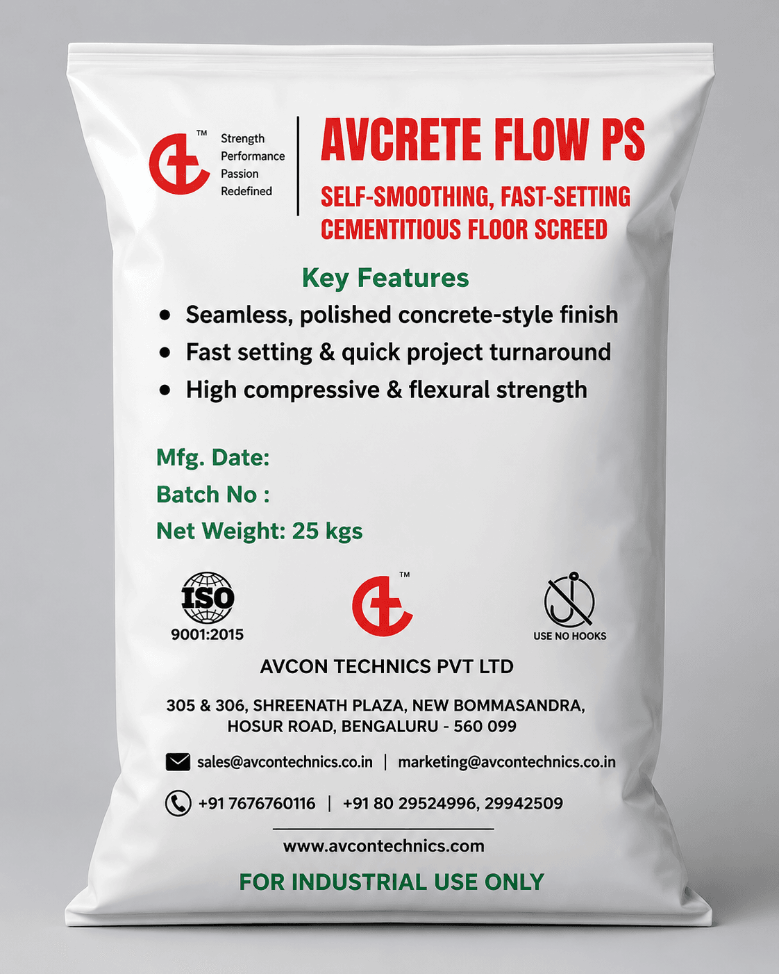 Avcrete Flow PS Self Smoothing Cementitious Floor Screed (5–15 mm) Polishable Concrete Overlay
