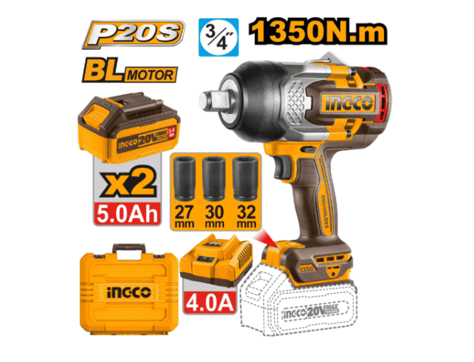 INGCO 20V Brushless Cordless Impact Wren Product focal point