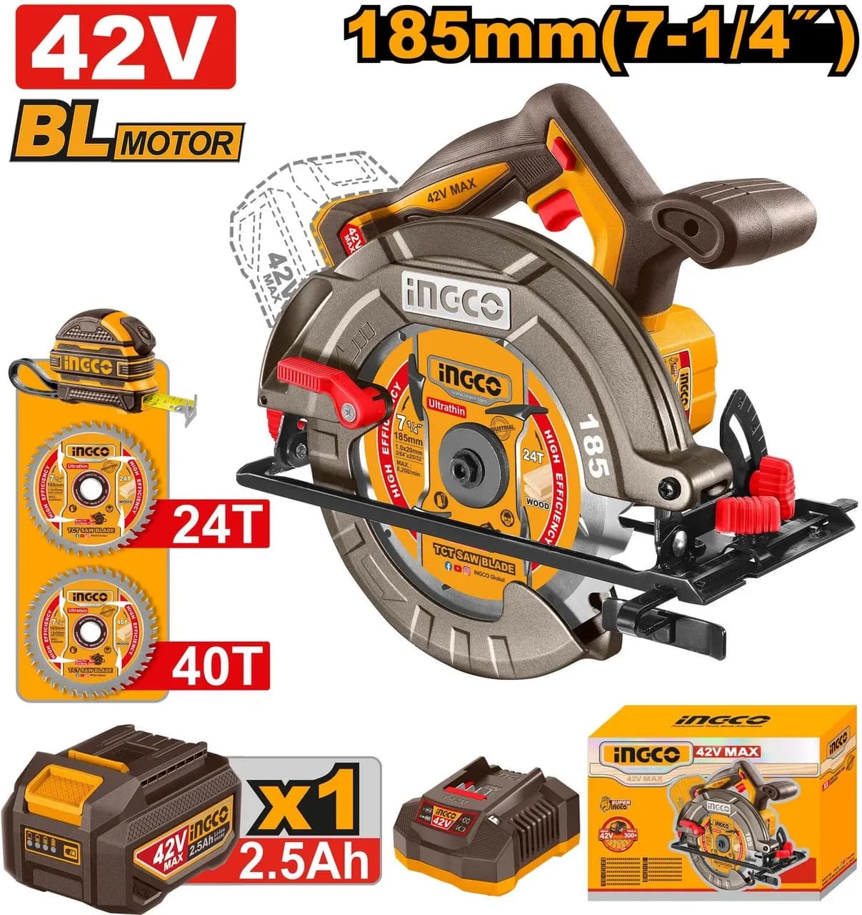 INGCO CSLI4218511 Cordless Circular Saw Product focal point