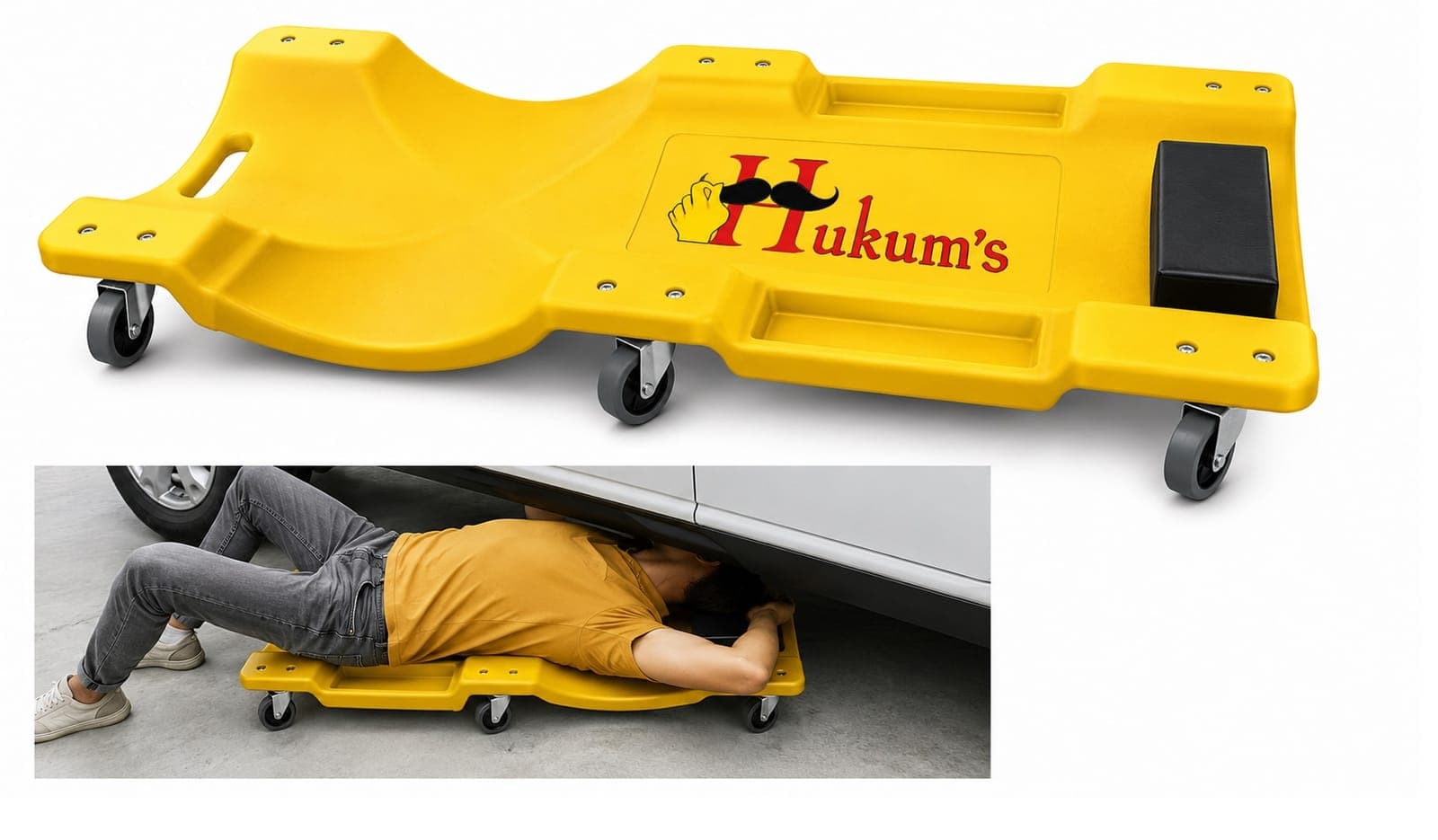 Hukums Heavy-Duty 40 inch Long Mechanic Creeper With Soft Padded Head Rest