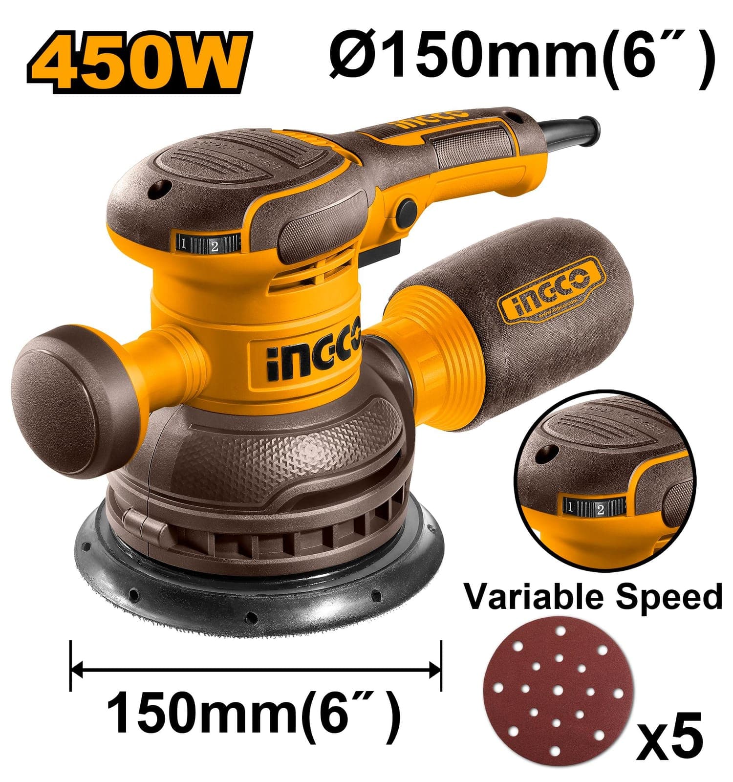 INGCO RS4516 Rotary Sander Product focal point