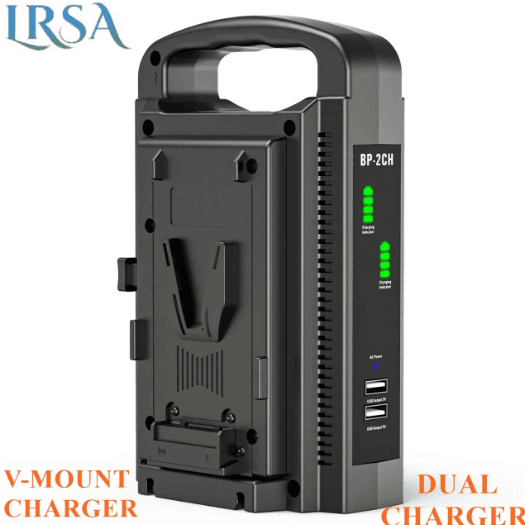LRSA Dual V-Mount Battery Charger Two-Channel Charger for V-Mount Batteries, Black (BP-2CH). Compatible – Sony: BP-L80S, BP-L40A – LRSA