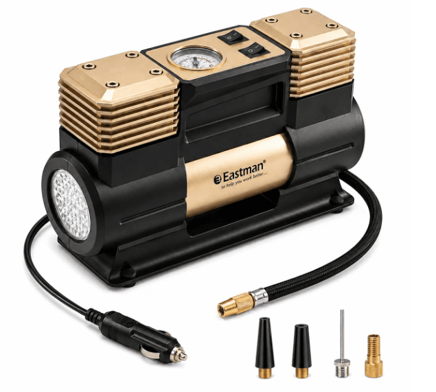 JRSDRIVE EAC-60150N Heavy Duty Double Piston Air Compressor - 12V Digital Car Tyre Inflator, 150 PSI, 60 Ltr/Min with LED Light