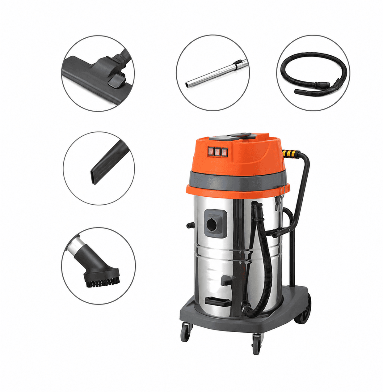 Hukums 80L 4500W Triple Motor Wet & Dry Vacuum Cleaner | Industrial Stainless Steel Vacuum Machine