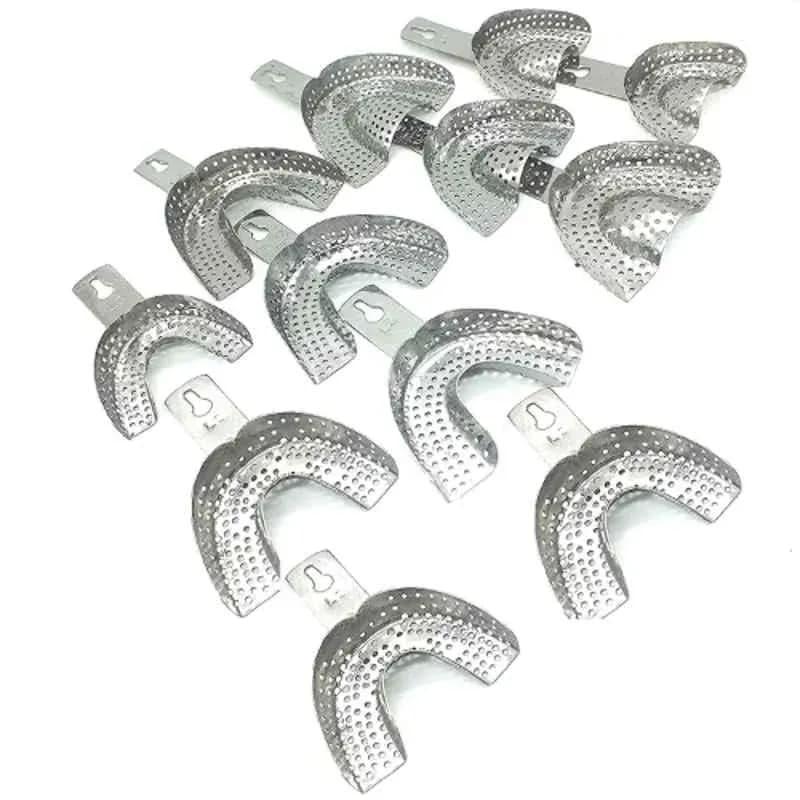 Forgesy 12 Pcs Stainless Steel Perforated Indian Dental Impression Trays Set, X40