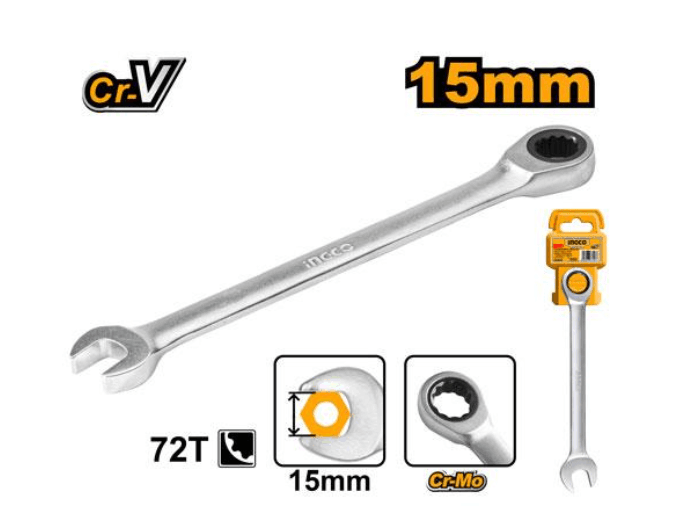 Chrome Plated Matt Finish Ratchet Spanner Wrench Hcspar151 (Pack of5)