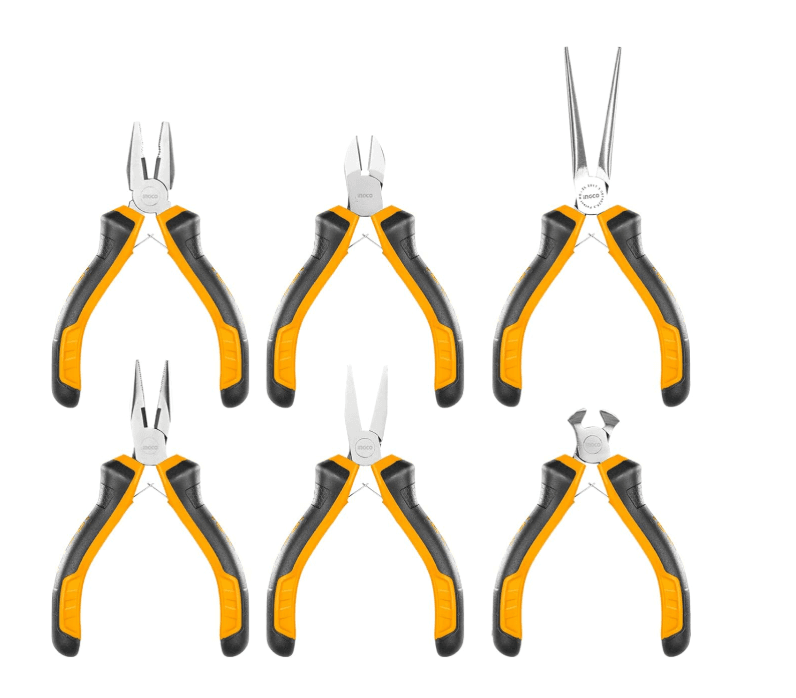 INGCO 6 Pcs Pliers Set, Including Combination Pliers, Diagonal Cutting pliers, Needle Nose Pliers, Long Nose Pliers, Flat Nose Pliers