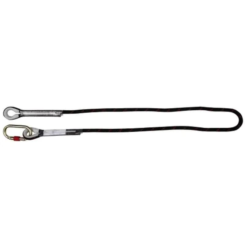 ISSAFE 2m 12mm Polyester Adjustable Restraint Kernmantle Rope Lanyard with One Side Loop & Other Side Carabiner ISF-72