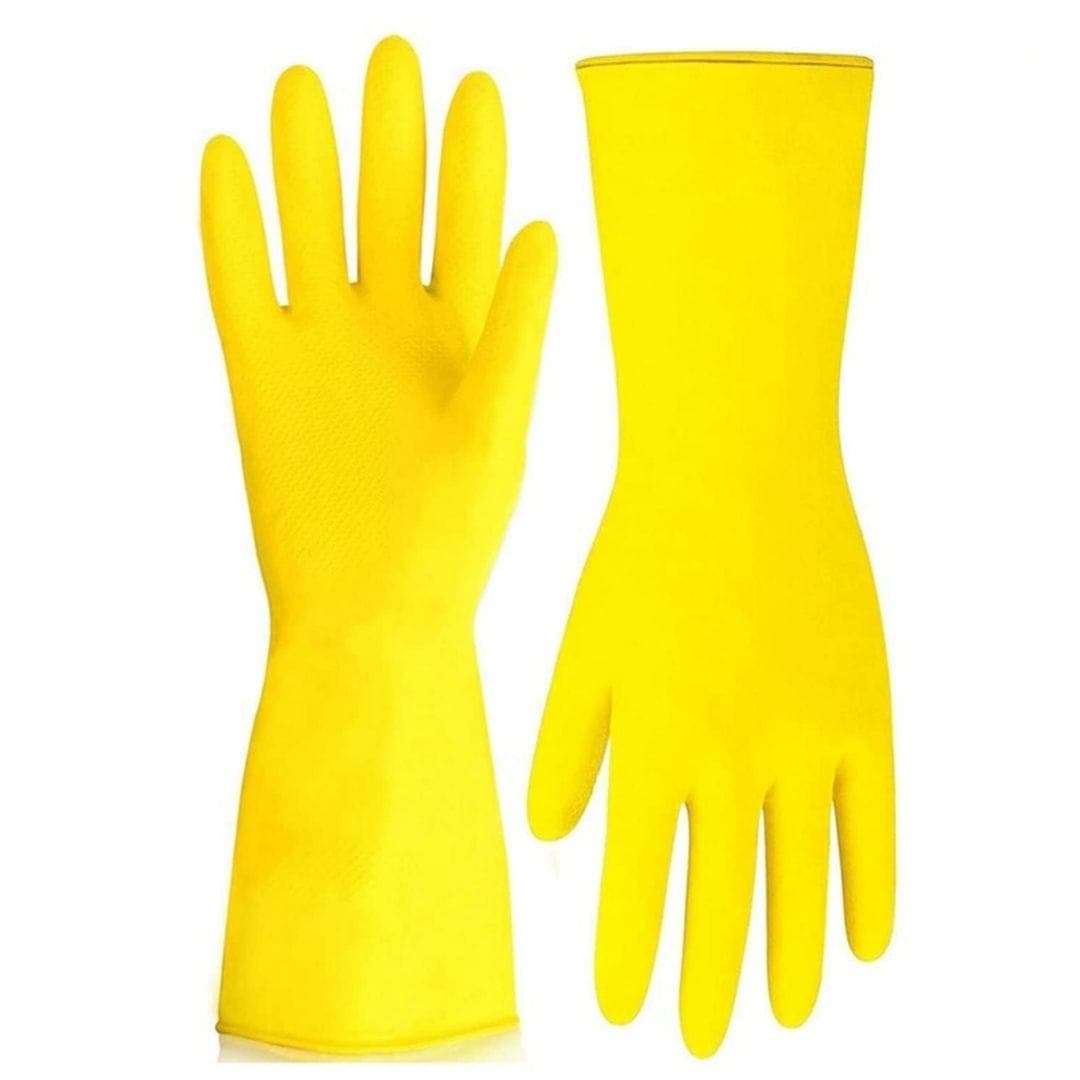 Hand Gloves Yellow Washable Dish Washing / Kitchen / Industrial / Gardening Rubber Latex Cleaning Hand Gloves – Large