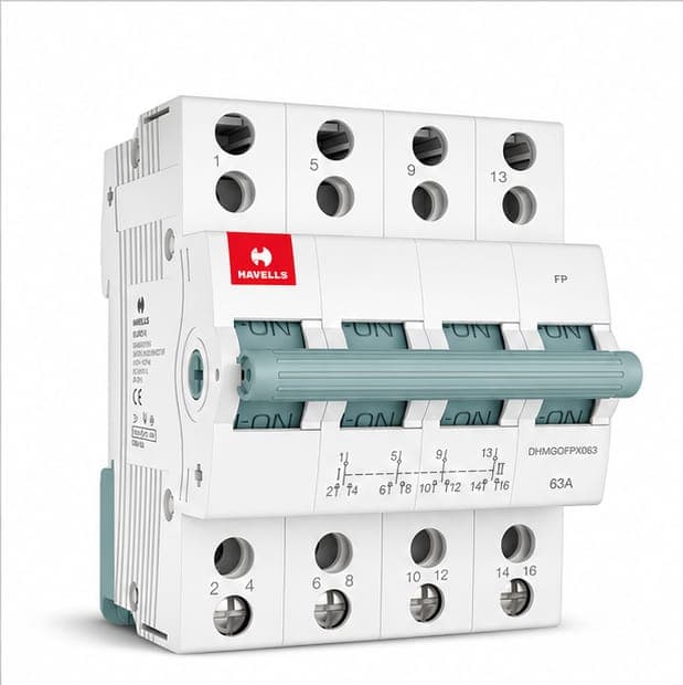 Havells 63A FP Two way Centre off changeover Switch DHMGOFPX063(EURO II)