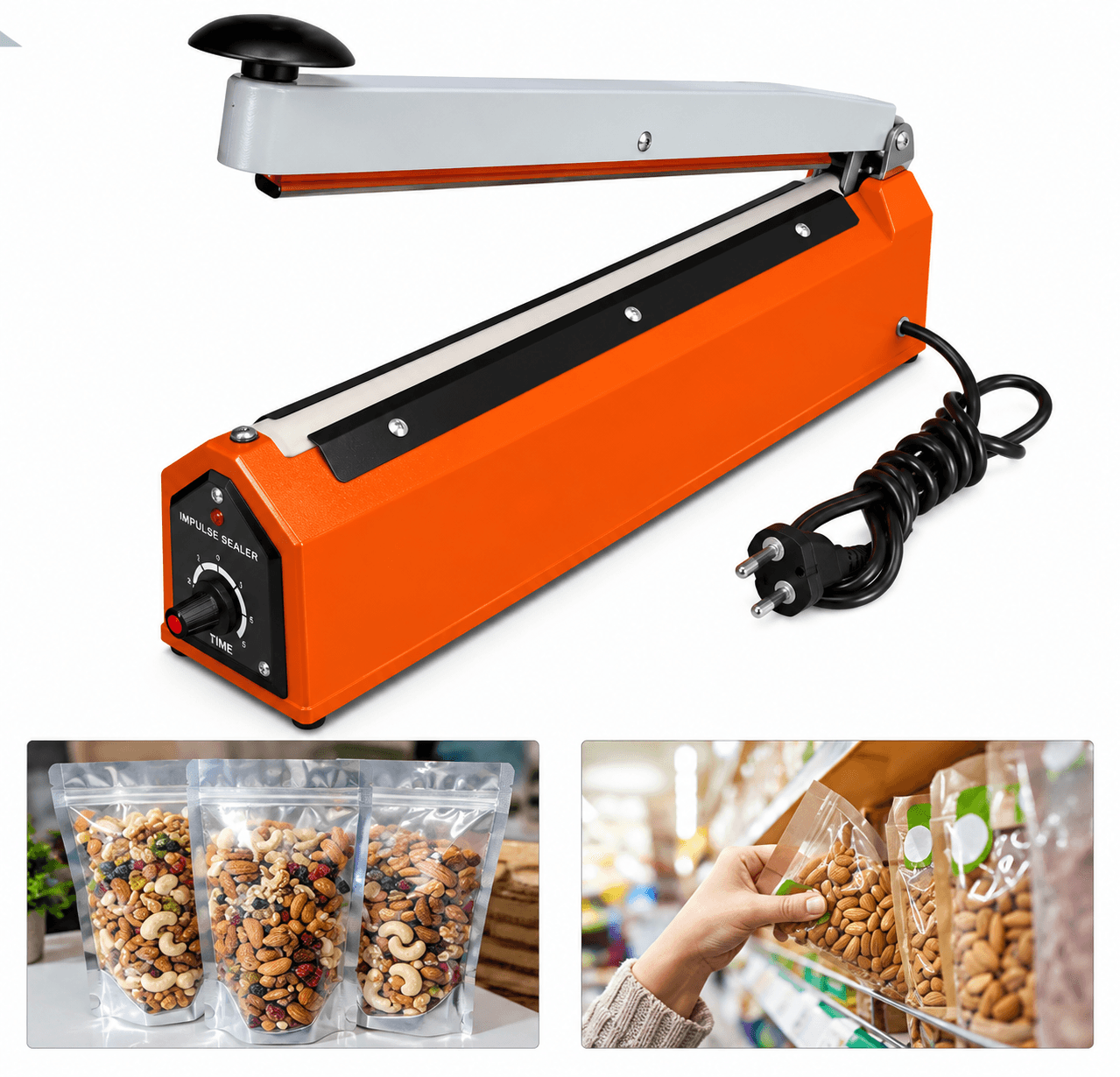 Impulse Type 16 Inch Hand Sealer Machine 400W, 1.5mm Sealing Width