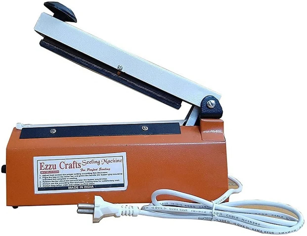 EzzuCrafts 10 Inch Impulse Manual Hand Sealer Heat Sealing Machine Poly Bag sealing machine Hand Held Heat Sealer (200 mm)
