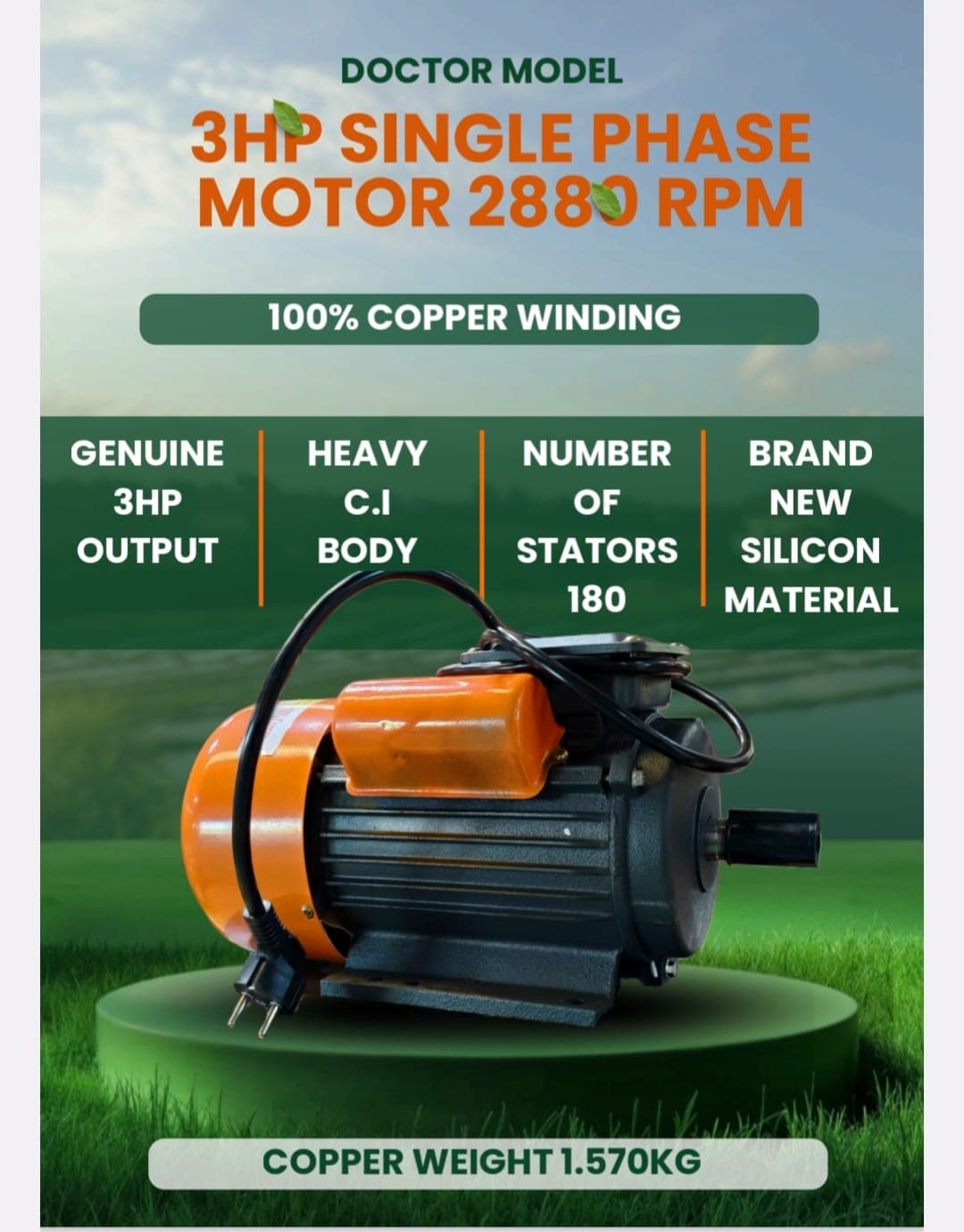 3HP SINGLE PHASE MOTOR 2880RPM
