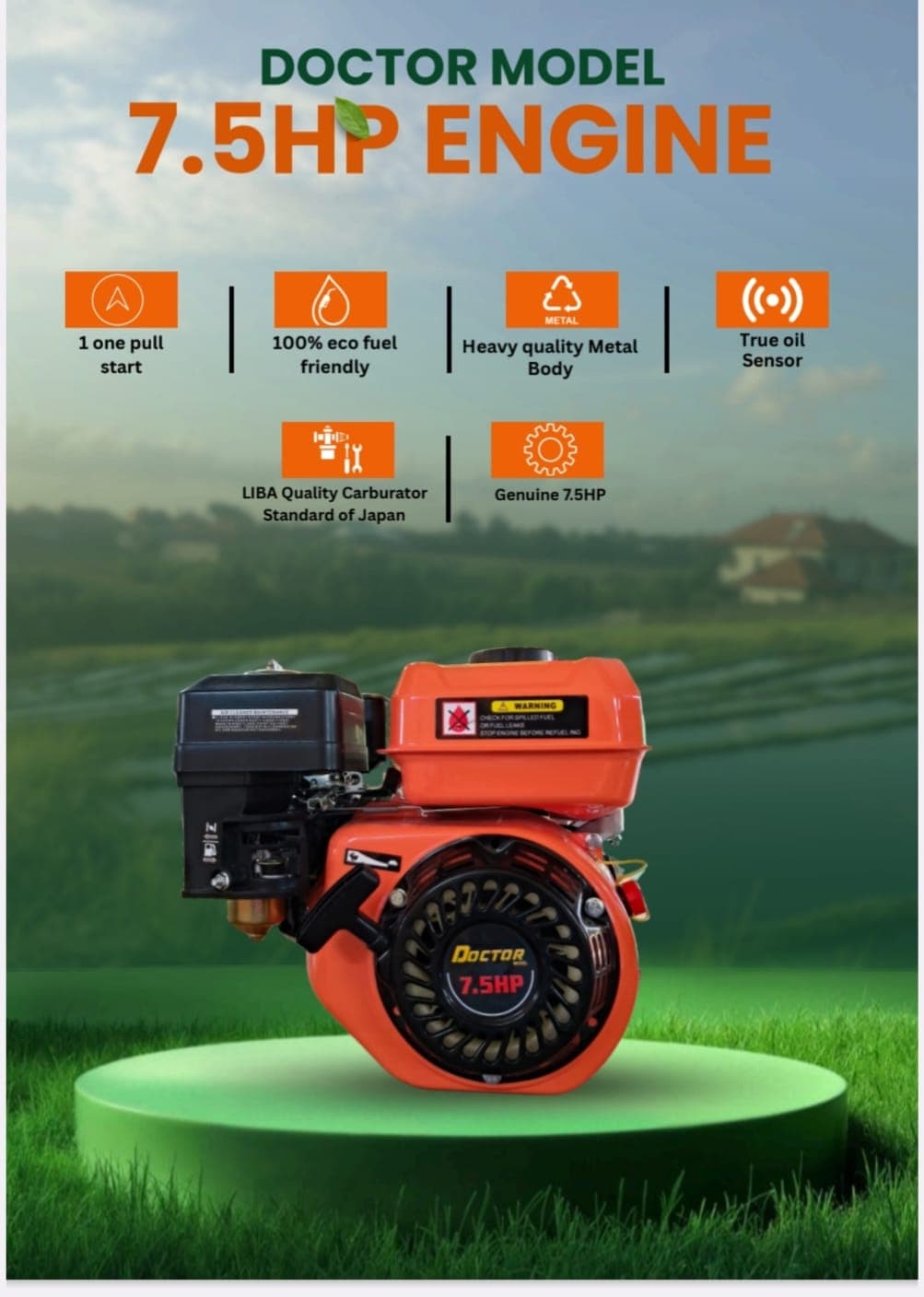Babjee Agro's Doctor Model 7.5 HP engine with Dhanlaxmi HTP pump for farming and spraying