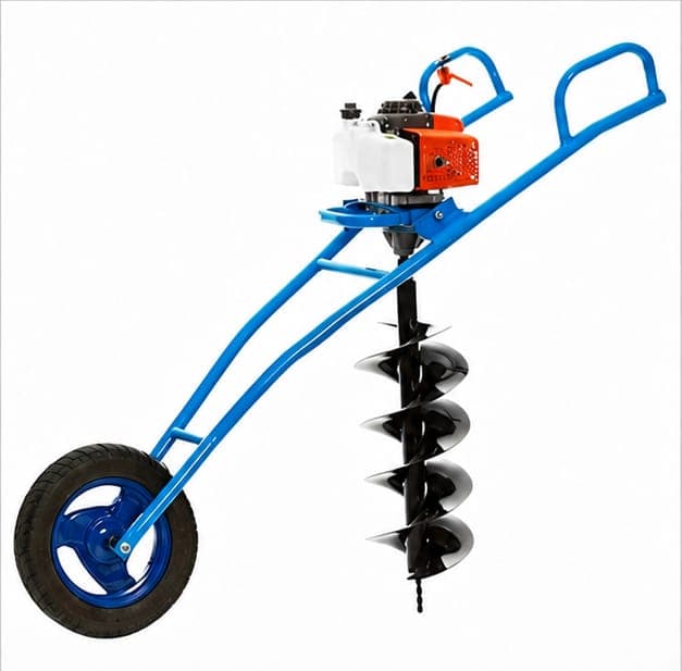 Greenleaf Trolley Type Earth Auger with Single Wheel & 12 inch Drill (63CC )