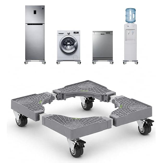 Corvids Adjustable Washing Machine Stand with 19mm Stainless Steel Tube | 2-Year Warranty | Refrigerator, Air Cooler & Dishwasher Trolley, 360° Rotating Lockable Wheels, 100 KG Capacity (Grey)