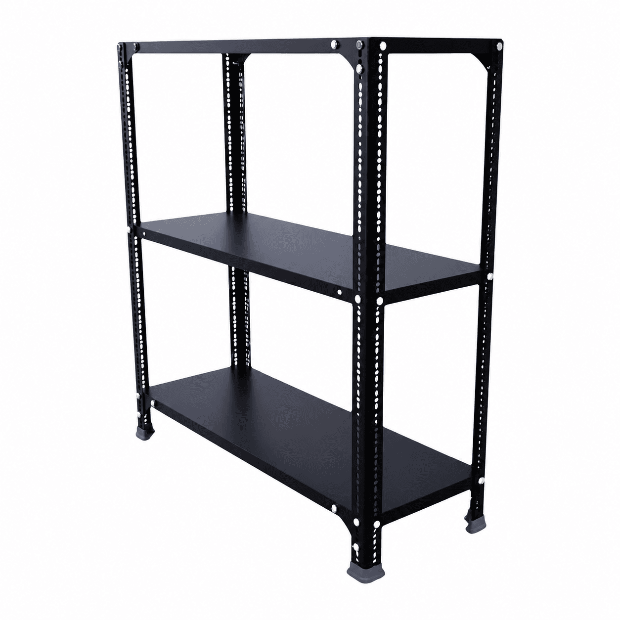 Menage 36x35x12 Inch 3 Shelf 22 Gauge Metal Slotted Angle Rack
